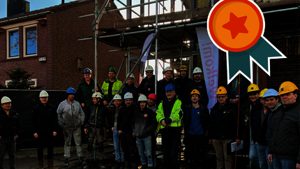 alle bouwmedewerkers op de foto voor nieuwbouw Brugstraat in Gennep