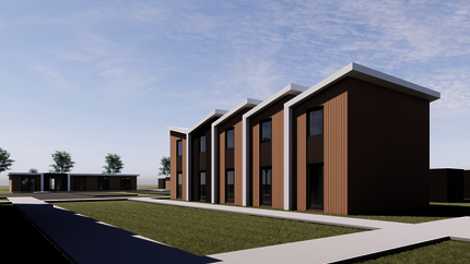 Vooraanzicht flexwoningen Nistelrode 